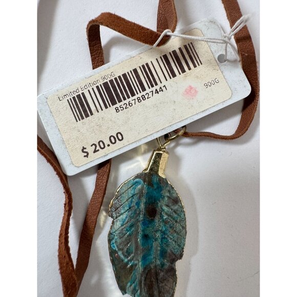 Turquoise Leaf Pendant Necklace With Leather Cord By The Jewelry Junkie - Picture 12 of 13